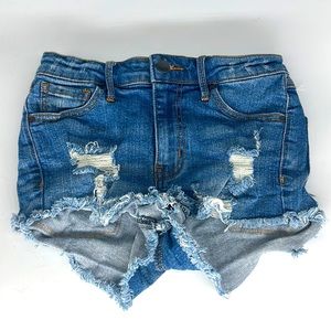 RSQ Jeans Venice Mid Rise Cut Off Raw Hem Frayed Deconstructed Shorts Size 0